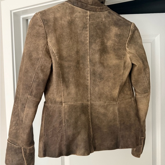 *RARE* Brown Distressed Leather Blazer by Kenneth Cole - Picture 3 of 4